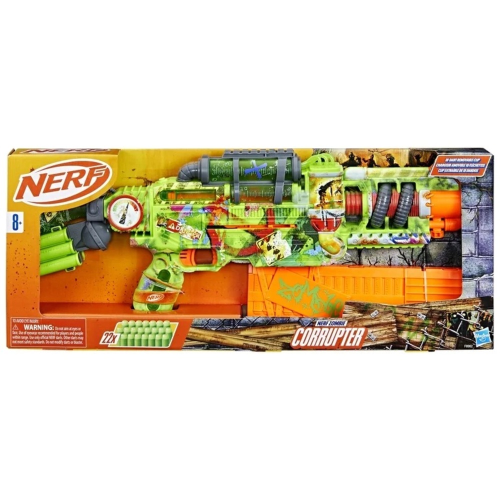 Nerf Zombie Corrupter Dart Blaster, 22 Nerf Elite Darts, Outdoor Games, Ages 8+